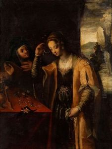 Nonne Und Junge Frau In Einem Interieur Mit Juwelen