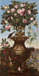 Stillleben Mit Blumen Und Vogeln, Natura Morta Con Fiori E Uccellini by Orsola Maddalena Caccia