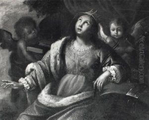 Santa Caterina D'alessandria E Angeli by Orsola Maddalena Caccia
