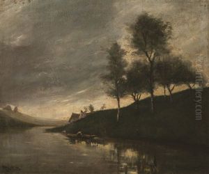 Paisaje Con Pescador by Francois Charles Cachoud