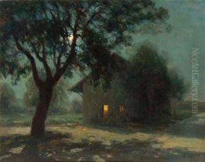 House In Moonlight by Francois Charles Cachoud