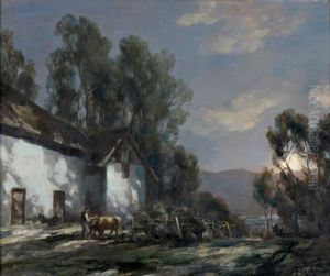 Ferme Au Lever De Lune by Francois Charles Cachoud