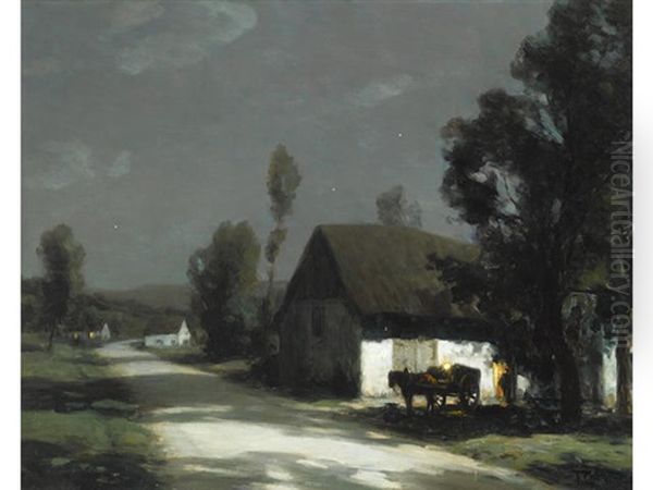 A Village Road In The Moonlight - view 1