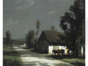 A Village Road In The Moonlight A Village Road In The Moonlight