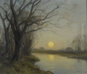 Crepuscule Sur Un Etang by Francois Charles Cachoud