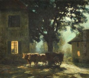 Les Fermes Au Claire De Lune by Francois Charles Cachoud