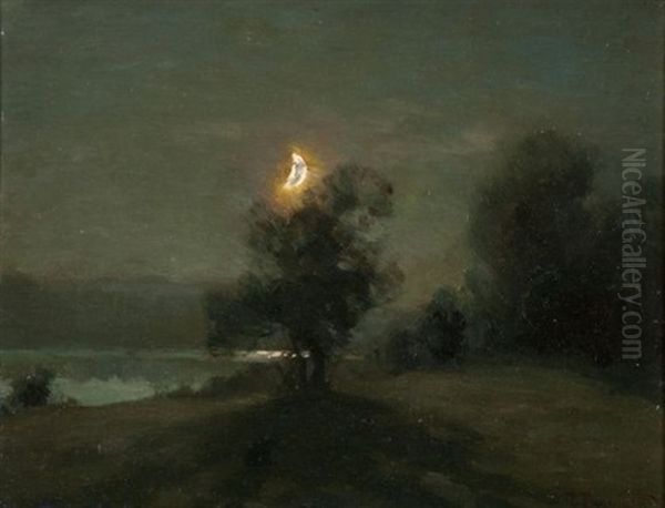 Clair De Lune Sur Le Lac D'aiguebelette - view 1