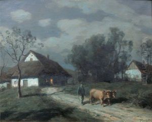 Sur Le Chemin Du Village - A La Lune by Francois Charles Cachoud