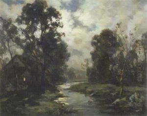 Clair De Lune Sur La Riviere by Francois Charles Cachoud