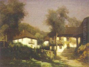 Fermes Au Clair De Lune by Francois Charles Cachoud