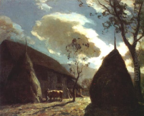 A Farmyard Scene By Moonlight - view 1