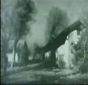 Cottages In The Moonlight by Francois Charles Cachoud