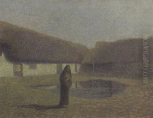 Gehoft In Abendlicher Stimmung by Eugene Cadel