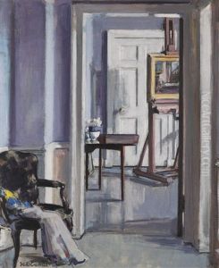 Interior, 30 Regent Terrace With Easel by Francis Campbell Boileau Cadell
