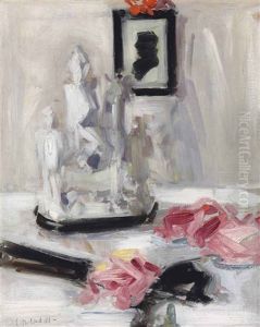 Still Life With A Staffordshire Group And A Black Fan by Francis Campbell Boileau Cadell