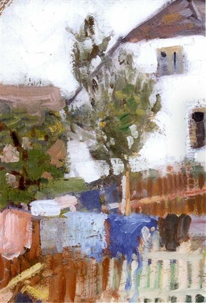 Figures By A Farmhouse - view 1