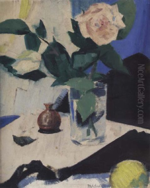 Still Life With Roses, Black Fan And Lemon - view 1