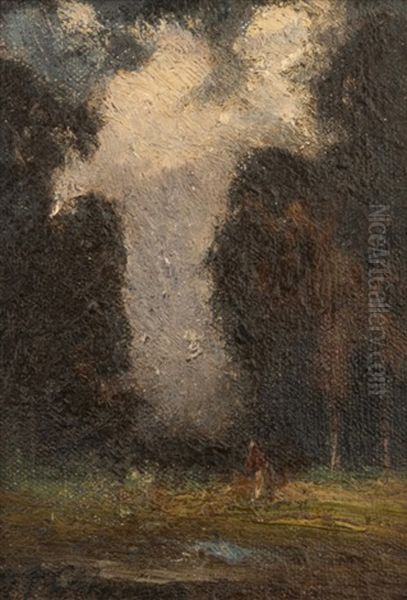 Figure In A Eucalyptus Landscape - view 1