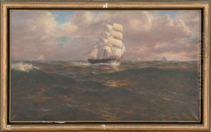 Ship On Rolling Seas by Henry Newell Cady
