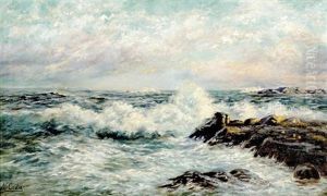 Rocky Coast With Breaking Surf by Henry Newell Cady