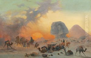 A Caravan In The Desert In A Simoom by Ippolito Caffi