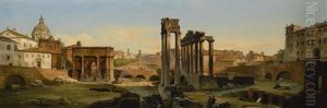 Rome, A View Of The Forum In Afternoon Light by Ippolito Caffi