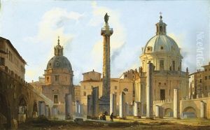 Vue Du Forum De Trajan A Rome by Ippolito Caffi