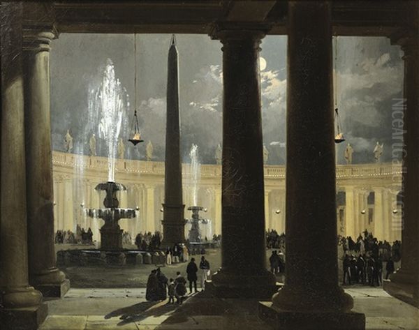 La Place Saint Pierre De Rome Au Clair De Lune - view 1