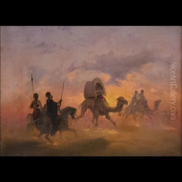 Carovana Nel Deserto Al Tramonto - view 1