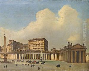 Piazza San Pietro, Rome by Ippolito Caffi