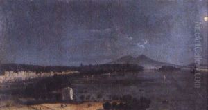 Vue De Naples Au Clair De Lune by Ippolito Caffi