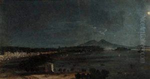 The Bay Of Naples By Moonlight by Ippolito Caffi