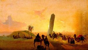Carovana Nel Deserto Fra Alessandria Ed Il Cairo by Ippolito Caffi