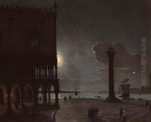 Notturno In Piazzetta San Marco by Ippolito Caffi
