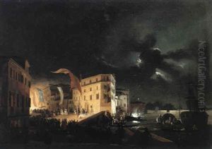 Festa Notturna Di S. Pietro Di Castello by Ippolito Caffi