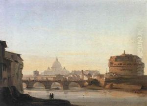 Veduta Di San Pietro E Di Castel S. Angelo A Roma by Ippolito Caffi