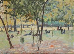 Parkgezicht Met Personages by Alexander Altmann