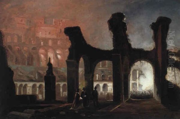 Colosseo Illuminato Da Fuochi Di Bengala - view 1