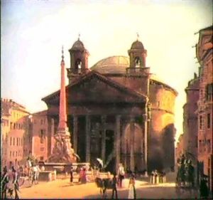 A View Of The Pantheon, Rome by Ippolito Caffi