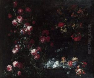 Composition Au Rosier Et Aux Paniers De Fleurs by Margherita Caffi