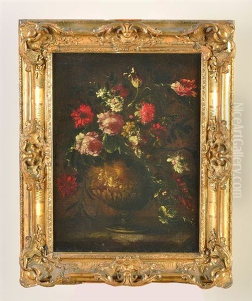 Nature Morte Au Vase De Fleurs Sur Un Entablement - view 1