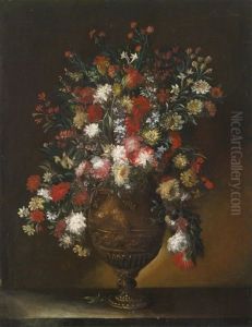 Blumenstillleben In Vergoldeter Prunkvase by Margherita Caffi