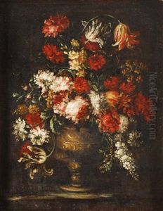 Flores Con Un Jarron De Bronce by Margherita Caffi