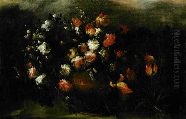 Natura Morta Di Fiori In Un Vaso Metallico (+ Another; 2 Works) - view 1