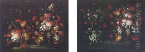 Still Life Of Various Flowers In Vase by Margherita Caffi
