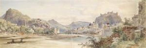 A Panoramic View Of Salzburg And Hohensalzburg Fortress by Anton Ii Altmann