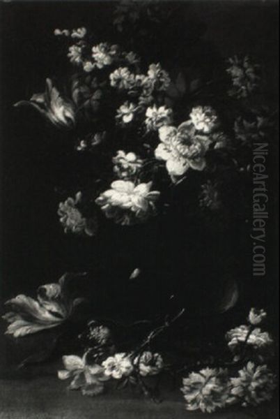 Still Life Of Flowers In A Glass Vase - view 1