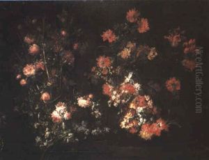Baskets Of Flowers On A Flight Of Steps