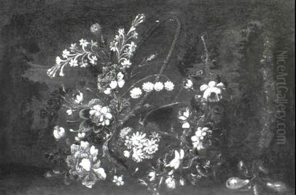 Still Lives Of Flowers In Wicker Baskets And Glass Vases - view 1