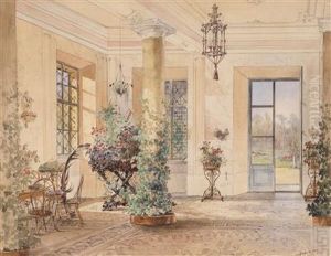 Sala Terrena Ineinem Schloschen by Anton Ii Altmann